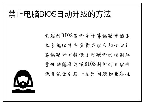 禁止电脑BIOS自动升级的方法